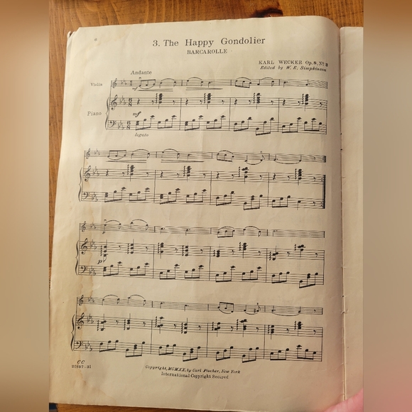 Antique Vintage 1930 Carl Fischer Violin & Piano Duets Sheet Music No CoverAll - Picture 8 of 9
